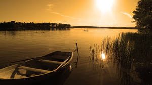 Lake View In Sepia Color Wallpaper