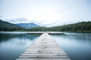 Lake With Wooden Deck Wallpaper