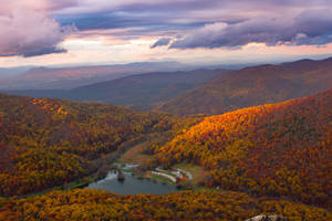 Lakes In Sharp Orange Hues Wallpaper