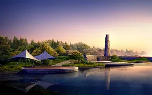 Lakeside Park Garden Wide Wallpaper