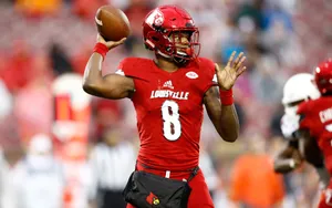 Lamar Jackson Louisville Red Jersey Wallpaper