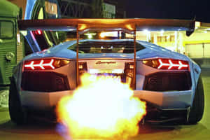 Lamborghini_ Exhaust_ Fire_ Show Wallpaper