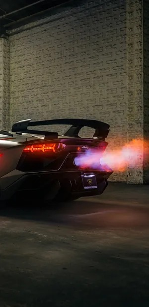 Lamborghini_ Exhaust_ Flames Wallpaper