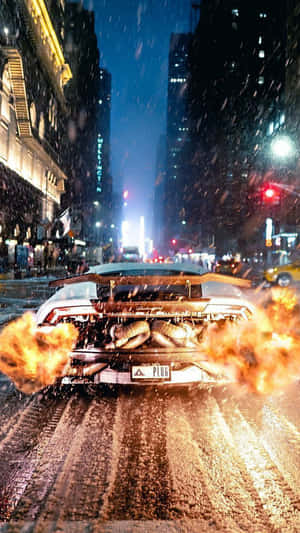 Lamborghini Inferno Night Cityscape Wallpaper