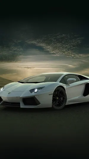 Lamborghini Iphone White Under Cloudy Sky Wallpaper