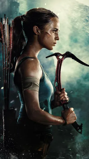 Lara Croft Axe Tomb Raider Iphone Wallpaper