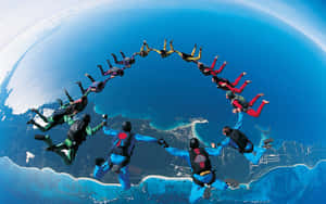 Large Circle Formation Skydiving Wallpaper