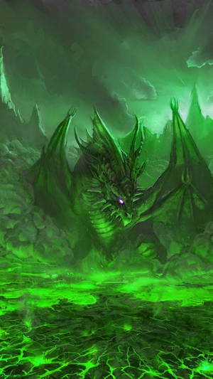 Large Green Dragon Lair Wallpaper