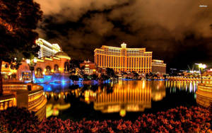 Las Vegas Strip Bellagio Casino Fountain Night Wallpaper