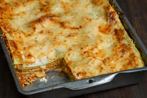 Lasagna Alla Bolognese On Steel Tray Wallpaper