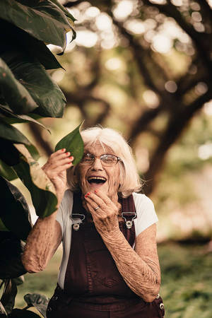 Laugh Beautiful Older Woman Wallpaper