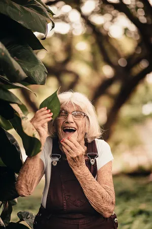 Laugh Beautiful Older Woman Wallpaper