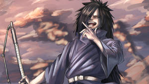 Laughing Madara, Uchiha Clan Founder, Captured In Beautiful Pastel Art Wallpaper