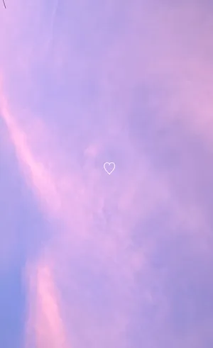 Lavender Purple Clouds With Minimalist Heart Wallpaper
