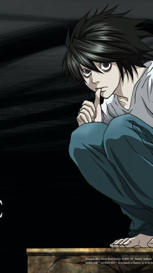 Lawliet Crouched On Platform Death Note Iphone Wallpaper