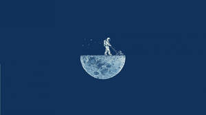 Lawn Mower On The Moon Illustration Art Wallpaper