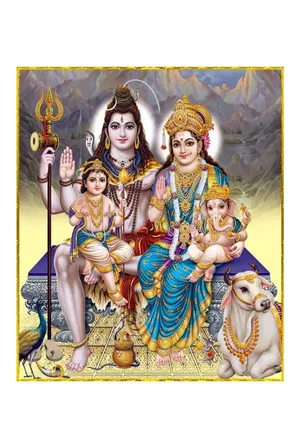 Laxmi Ganesh Saraswati Shiva Mountain Art Wallpaper