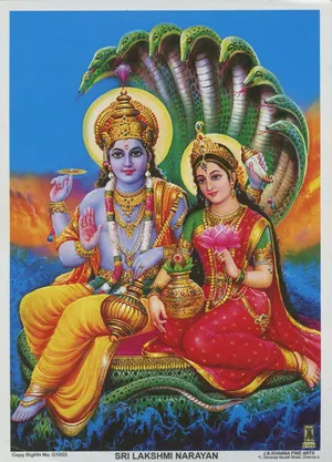 Laxmi Narayan On Green Shesha Wallpaper