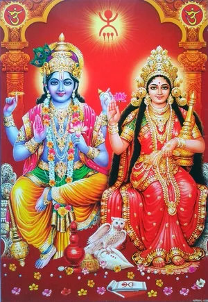 Laxmi Narayan Red Aesthetic Wallpaper