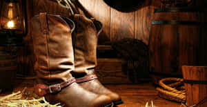 Leather Boots Of A Western Cowboy Desktop Wallpaper