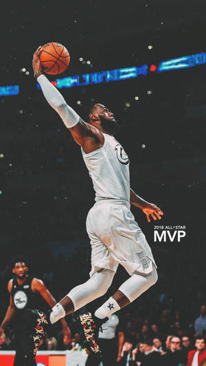 Lebron James Slams In The 2018 Nba All Star Mvp Dunk Wallpaper