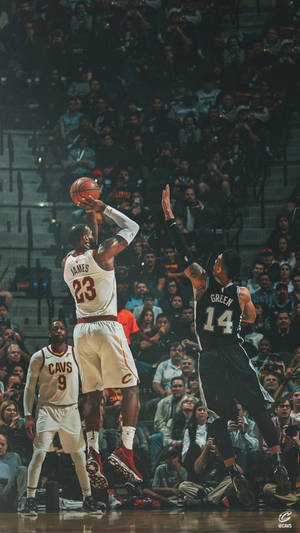 Lebron James Sports The Cleveland Cavaliers Jersey During An Nba Game Wallpaper