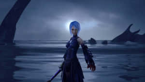 Legendary Keyblade Wielder Aqua Stands Against The Encroaching Darkness In This Kingdom Hearts Art Wallpaper