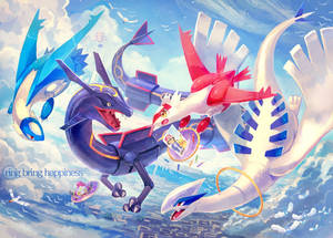 Legendary Pokemon From Hoenn Region Soaring Into The Sky Wallpaper