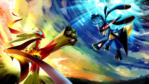 Legendary Pokémon Go Head-to-head: It's Lucario Vs Blaziken Wallpaper