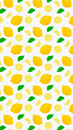 Lemons And Leaves Pattern Wallpaper
