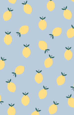 Lemons Pattern Blue Background Iphone Wallpaper