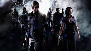 Leon's Squad Braves A Zombie-infested City In The World Of Resident Evil Wallpaper