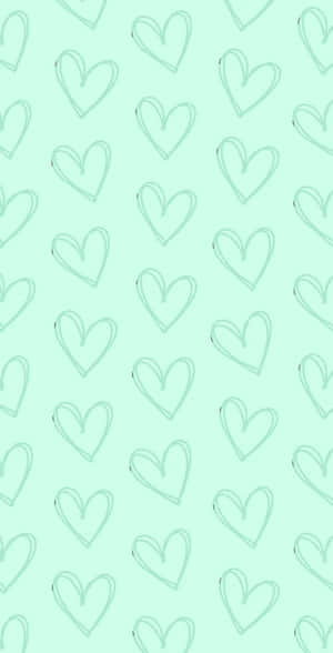 Let The Love Of Mint Green Hearts Spread Wallpaper