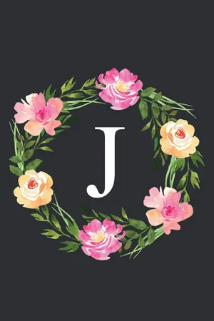Letter J Flowers Monogram Wallpaper