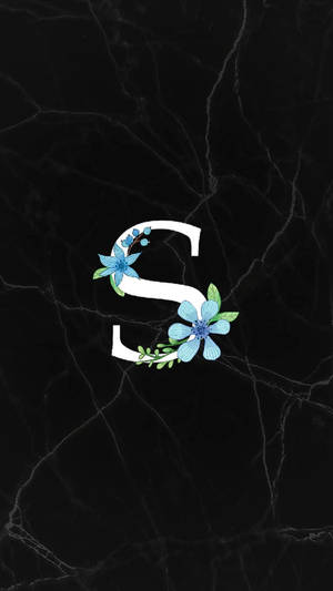 Letter S With Blue Flower Wallpaper