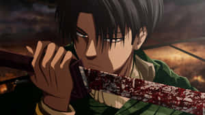 Levi From Attack On Titan Dominating The Battlefield Wallpaper