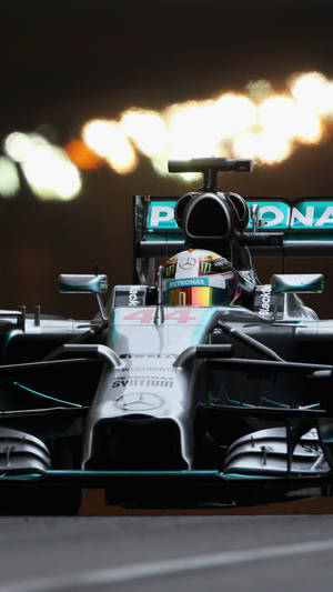 Lewis Hamilton Celebrates Victory Of The Formula 1 Championship Wallpaper