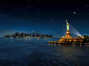 Liberty Island New York Night Iphone Wallpaper