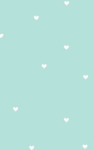 Light Green Aesthetic Small White Hearts Wallpaper