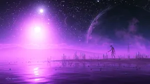 Light Pink Aesthetic Alien Life Wallpaper