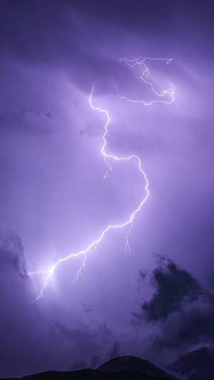 Light Purple Lightning On Mountain Wallpaper