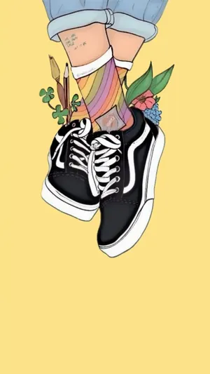 Light Yellow Cartoon Shoe Wallpaper