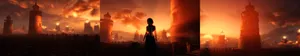 Lighthouses Illuminating The Orange Evening Sky Wallpaper