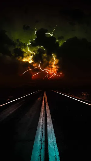 Lightning Colorful Clouds Iphone Dark Wallpaper