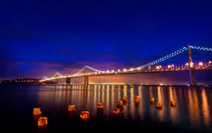 Lights Illuminate San Francisco's Golden Gate Bridge Wallpaper