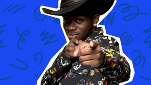 Lil Nas X Blue Scribbled Art Wallpaper