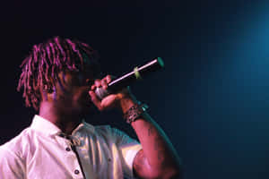 Lil Uzi Album Holding Mic Wallpaper