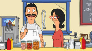 Linda And Bob In Bobs Burgers Kitchen Wallpaper