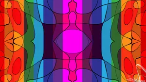 Line Art On Rainbow Stripes Wallpaper