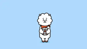 Line Friend Rj Bt21 In Blue Wallpaper